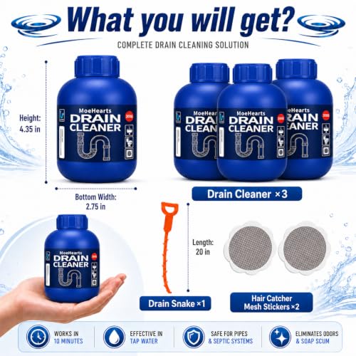 Drain Cleaner for Hair Clog, Controls Odors Sink Cleaner 3PCS - size: 3PCS
