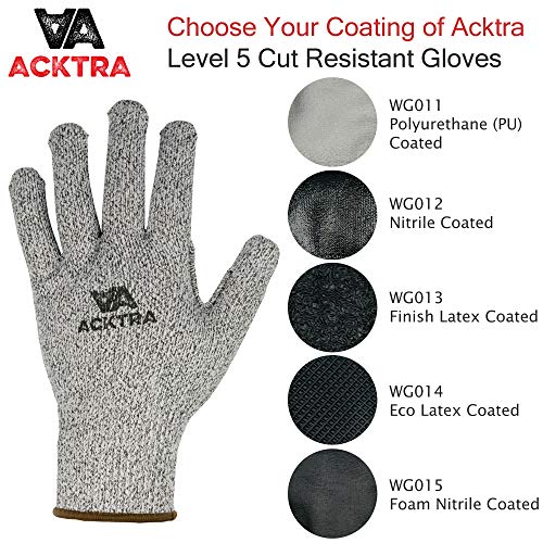 ACKTRA Level 5 Cut Resistant Safety WORK GLOVES, 12 pairs - size: X-Large (Pack of 12), style: Microfoam Coating