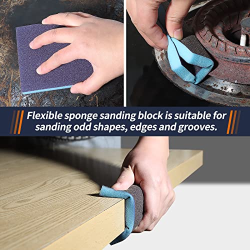 Pomsare 120pcs 3inch Sanding Discs with 2 & 3inch Backer Pads and Sanding Sponge Sander for Drill Grinder Rotary Tools Attachment with 1/4" Shanks, SandingPads 80-3000 Grit