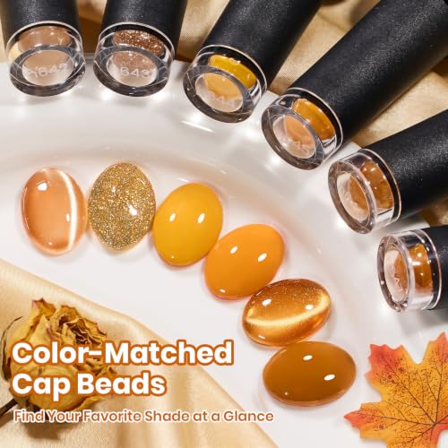 Beetles Fall Gel Polish Set, Retro Honey Gold Glitter Cat Eye Soak Off Gel - color: A - Mixed Finishes | Retro Honey