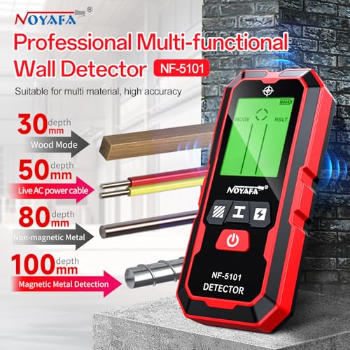 NOYAFA Stud Finder Wall Scanner,5-in-1High Precision Stud Finder for Wood AC Live Wire Metal Magnetic Studs Detection, HD LCD Display, Automatic Calibration, Audio Alarm, IP54 Waterproof