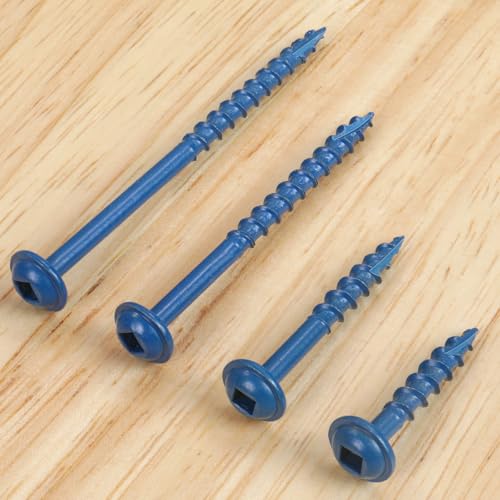 VGBUY Pocket Hole Screws 1 1/4 Inch, 135Pcs Pocket Screws #8 x 1-1/4", Blue Coated Wood Screws for Exterior, Coarse Thread Square Drive, Self-Tapping Tip - size: #8 x 1-1/4 inch