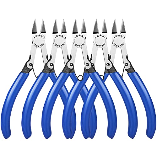 IGAN-330 Wire Flush Cutters (Pack of 5), Precision Electronic Model Sprue Wire Clippers Cutter, Blue - size: 5''x5