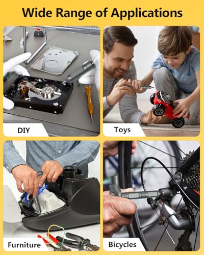 ORIA 42 in 1 Screwdriver Set, Magnetic Screwdriver Set, DIY Repair Tool Kit with Free Assembly T Handle, 40 Precision Bits, Portable Case for Furniture, Bicycle, Computer - color: Yellow