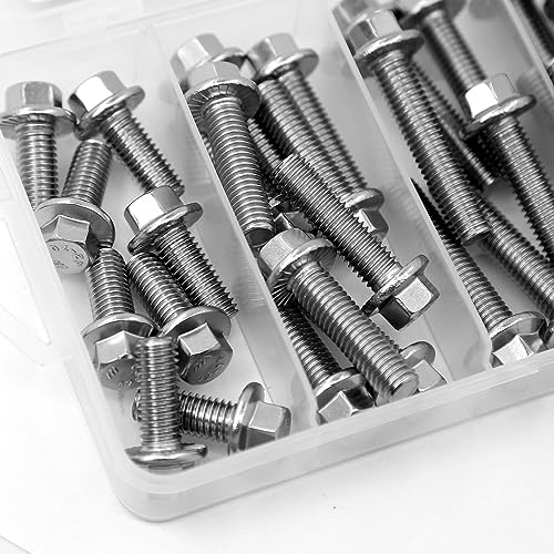 56PCS M8 Stainless Steel 304 Flanged Hex Head Bolts and Nuts kit 20mm 30mm 40mm 50mm - color: 56PCS M8 Bolts and Nuts Kit