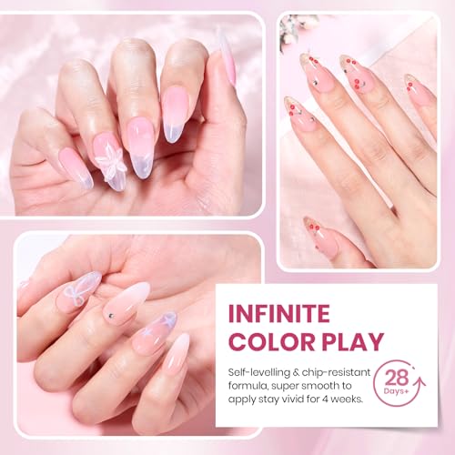 Beetles Cat Eye Gel Nail Polish Set, 36 Colors Jelly Shimmer Nail Gel | with Base Coat, Glossy$Matte Top Coats, Plus Nude Blush Pink White Lavender Shades for Uv Led Manicures - color: 20 colors Glowy Grace