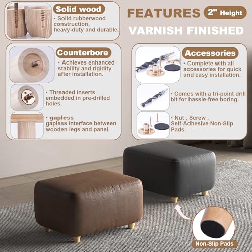 2 Inch Samll Round Solid Wood Furniture Leg Set of 4,Short Solid Wooden Sofa Legs Replacement for Furniture Couch Legs Dresser Legs Sideboard Recliner Couch Circle Chair Couch Riser Coffee Table - size: 2inch