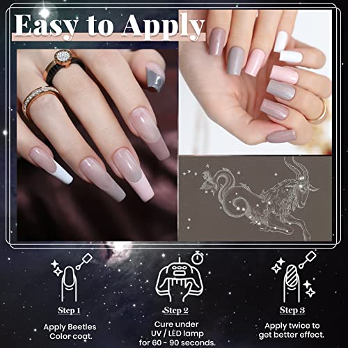 Beetles Nude Gel Nail Polish Set, Neutral Gray Gel Polish Sliver - color: A - Nude Gray Brown Silver | Goat's Tail