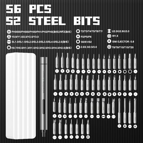 wowstick Lithium Precision Screwdriver wowstick 1F+ With LED Light And Magnetic Mat, Electric Screwdriver Rechargeable Repair Tool kits Including 56 Bits Extend Bar For Most Electronics Devices