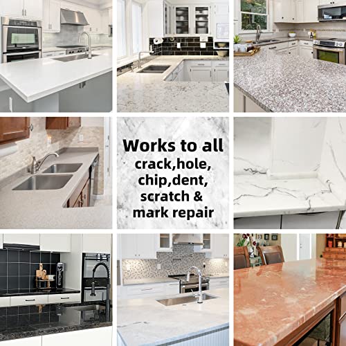 Tile and Granite Repair Kit for Marble Porcelain and Quartz Countertops | Countertops Repair Kit for Chips Dents Cracks Holes Scratch, Fix Chipped Edges Corners, Reattaches Missing Pieces