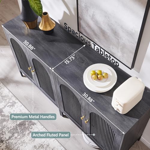 IFGET 61.75" W Modern Arch Sideboard Buffet Cabinet with Storage, Dark Grey - color: Dark Grey, size: 2 Pieces