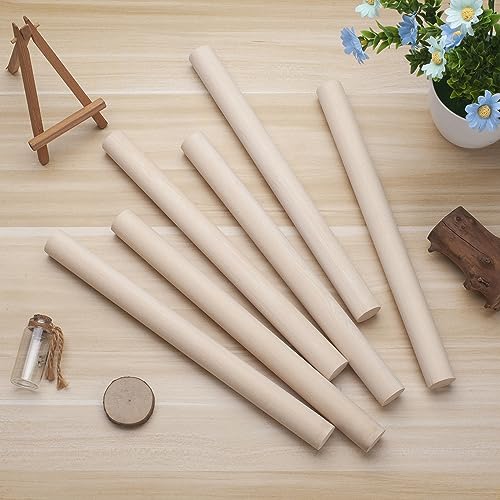 Wooden Dowel Rods Wood Dowels for Crafts, 6 PCS 1 x 12 Round Wooden Sticks for Crafts, Thick Macrame Dowels, Unfinished Hard Wood Sticks for Crafting, Arts and DIYers, Closets and Wedding - size: 1"×12"-6PCS