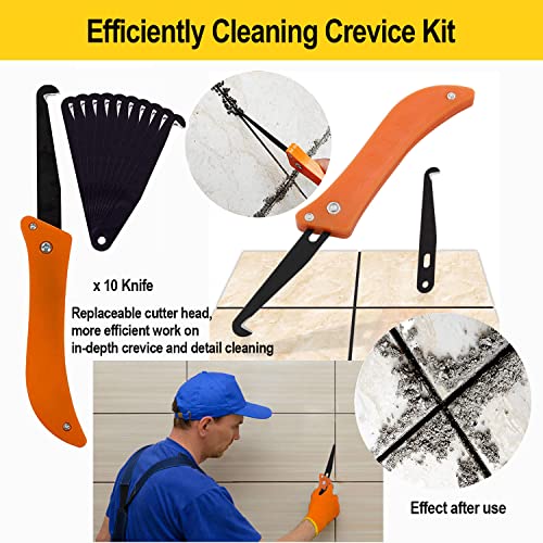 25pcs Grout Removal Tool kit, Grout Saw with Replacement Blades | Tile Grout Saw and Grout Hand Saw with 13 Pieces Extra Blades, Grout Scraper, Tile Joint Cleaning Tool, Caulk Finishing Tool