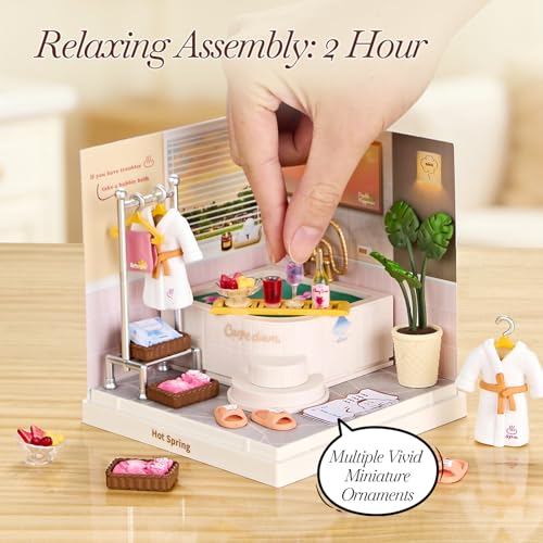Miniature House DIY Bathroom Spa Kit with Acrylic Display Case - color: Small - Bathroom, size: Small