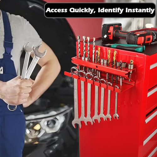 MUTUACTOR Magnetic Screwdriver Rack,1PCS Heavy Duty Magnetic Mount Red Screwdriver Organizer,Magnetic Tool Holder Durable Storage Holder for Multiple Screwdriver Plier Shear Tool Chest Cart Workbench - style: Red Drill Bits Wrench Holder