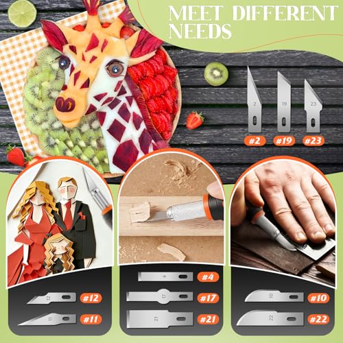 JETMORE 16 Pcs Exacto Knife, Craft Knives with 13 SK5 Steel Blades for Art - color: Orange-16pcs