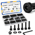 192PCS M5 Screws, M5x25/30/35/40/45/50mm Hex Socket Head Cap Bolts Nuts & Washers Set, 12.9 Grade Alloy Steel, Black Oxide, M5 Screw for Furniture & Repairs - size: M5 192pcs