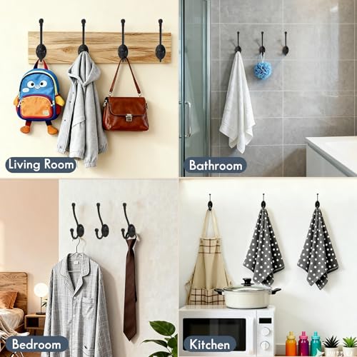 CBWLWJ 6 Pack Heavy Duty Wall Hooks for Hanging, Metal Coat Hooks Wall Mount, Easy to Install, Ideal for Living Room, Bathroom, Kitchen, Bedroom (Silver) - color: Silver