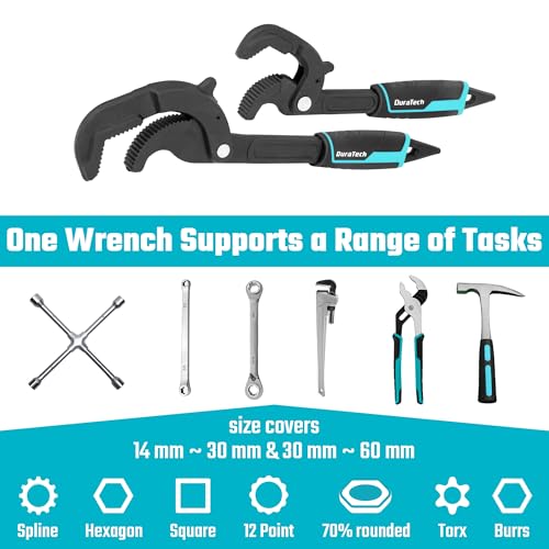 DURATECH Multi-function Adjustable Pipe Wrench Set, 2-Piece