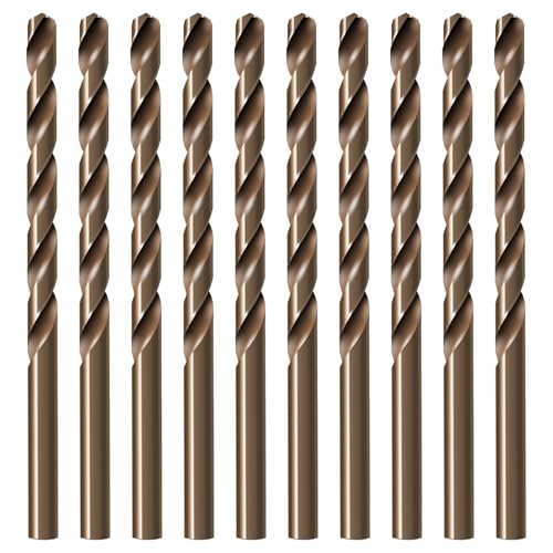 5mm Twist Drill Bit Set – M35 Cobalt Steel (5% Cobalt) HSS-CO, High-Speed and Heat-Resistant, Precision Engineered for Drilling Stainless Steel, Cast Iron, and Hard Metals (10 Pack) - size: 5mm