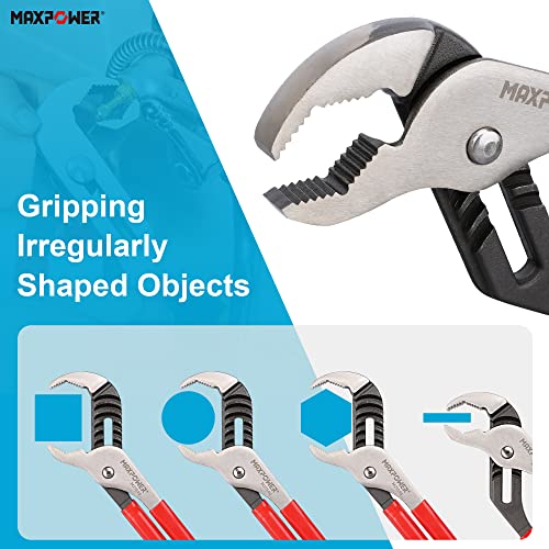 MAXPOWER 12 inch Groove Joint Pliers, Quick Adjustable Serrtated V Jaw Tongue and Groove Pliers - size: 12"