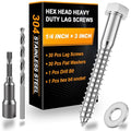 Hex Head Lag Bolts for Wood, Lag Screws 1/4" x 3",30 PCS - size: 1/4" x 3"