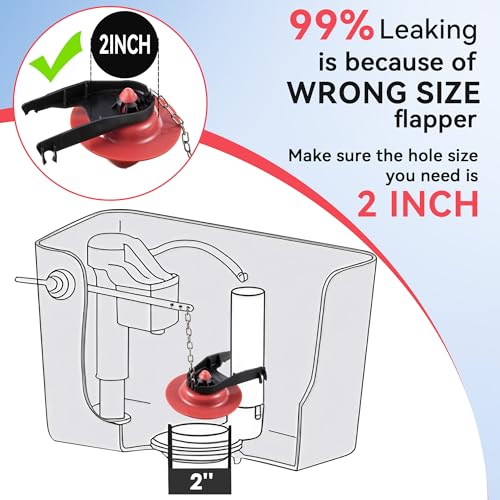 Saillong 3 Set Universal Toilet Tank Replacement Kit, Include Fill Valve, 2 Inch Low Flow Rubber Flapper, Front Mount Toilet Flush Brass Handle, Adjustable, Quiet, Easy Install Repair Kit