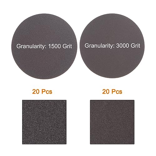 uxcell 40pcs 3 Inch Sanding Sponge Set 1500 Grit 3000 Grit Hook and Loop Sanding Disc Wet/Dry Polishing for Car Wood Drywall Metal (20pcs of Each Grit) - size: 1500 Grit 3000 Grit