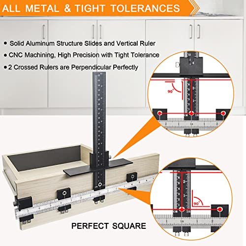 Cabinet Pull Template, All Metal | Upgrade Cabinet Door/Drawer Hardware Template, for Handle/Knob/Pull Installation, Adjustable Cabinet Hardware Jig