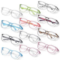 Qianyu 12 Pack Safety Glasses, Goggles Stylish Anti-Fog Protective Eyewear Cute Clear Glasses Multiple Colors Anti-Dust Eyewear for Nurses Women and Men