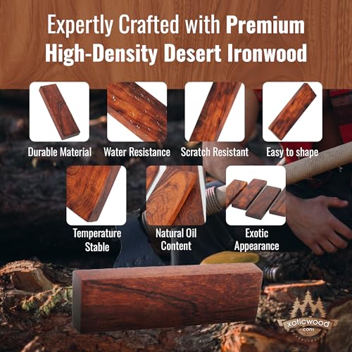 IECAP LLC Ironwood Knife Scales Exotic Wood Knifes Handles — 5.12" x 1.25" x 0.37", 10 Pieces — Natural Wood Handle Material – Blanks Scales Tool Grips for Custom Knives DIY Crafts