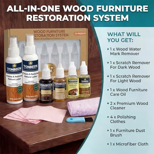 Premium Wood Furniture Care Set (12-Piece) - Includes Wood Cleaner & Water Mark Remover, Dark/Light Scratch Repair Kit & Furniture Care Oil | Friendly for Cabinets, Tables & All Wood Finished Surfaces - size: 7.38 Fl Oz (Pack of 1)