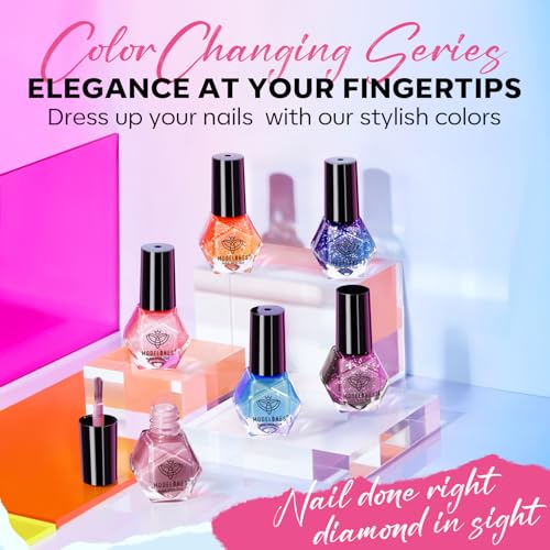 modelones Color Changing Nail Polish Set, 6 Colors Pink Blue Purple Neon - color: A1 Color Changing