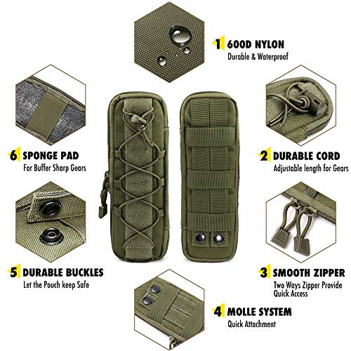 WYNEX Tactical Small Molle Pouch Nylon Knife Sheath for Belt Hunting Gear - color: Army Green - Large