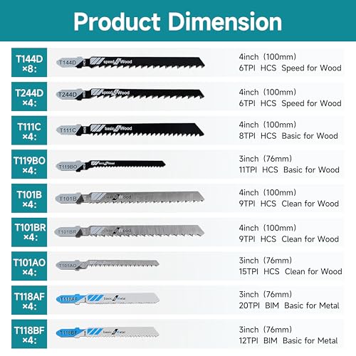 40 Pcs Jigsaw Blades Set with 2 Case - style: 40-Pack（40 Pieces, 2 Boxes）