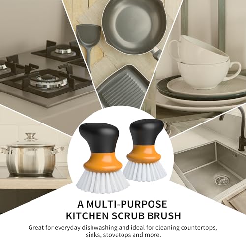 MR.SIGA Dish Scrub Brush, Palm Brush Dish Scrubber, Orange, Pack of 2 - color: Orange