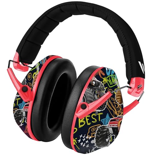 Kids Noise Canceling Headphones - 33 dB (2K Hz) - Ear Protection Earmuffs | Vanderfields' earmuffs protect child's hearing with certified noise-cancellation, soft ear cushions, and adjustable headband - color: Monstertruck