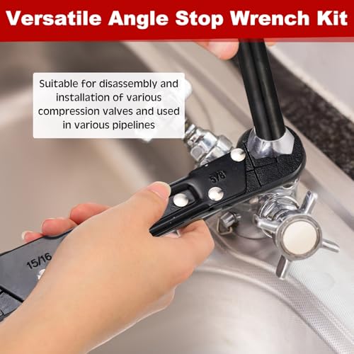 4 Pcs Angle Stop Wrench Kit Plumbing Tool, Olive Ring Removal Tool with Diameter of 1/2", 3/4", Compression Sleeve Puller for 1/2" Compression Fitting, Install Angle Stop Nut(Ferrule,Black) - size: Black, style: Ferrule