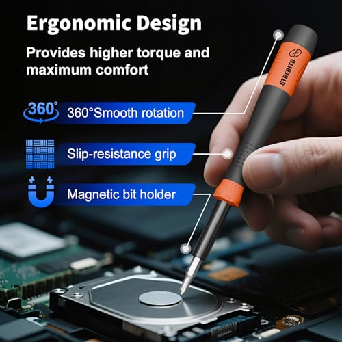 STREBITO Micro Screwdriver Set 64 in 1 Magnetic Screwdriver Set with Torx - color: Updated Orange