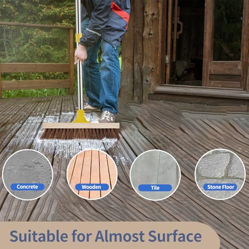 NICOFPHY Heavy Duty Floor Scrub Brush with Long Handle for Outdoor Cleaning