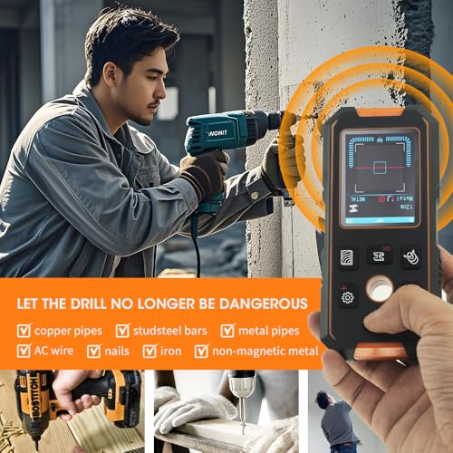 3 in 1 Stud Finder Wall ScannerLaser Distance Meter, Multifunctional Rechargeable Stud Detector with Metal, Wood AC Wire, Upgraded Smart Sensor Comes with HD LCD Display - size: NF-513
