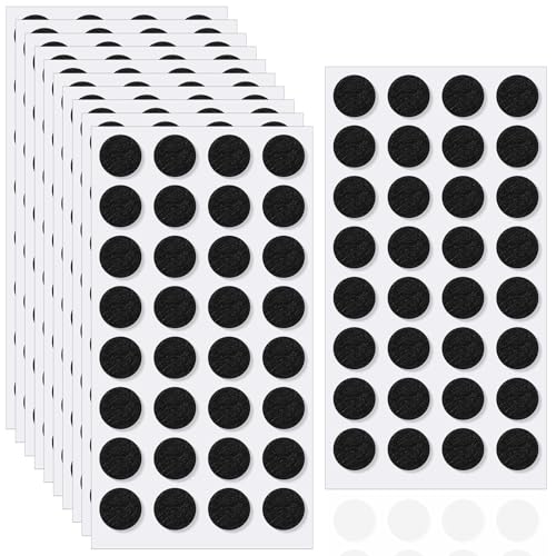 Nogeqi 320PCS Small Felt Pads, 3/8" Round Felt Dots with Adhesive Backing, Small Furniture Pads Self Adhesive Cushion Dots for Cabinet Door Bumpers Coasters Desks Drawers (Black)