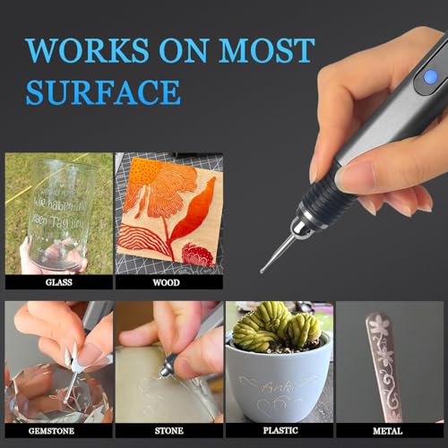 Cordless Engraving Pen Kit Upgraded 21000RPM Electric Engraver Tool Aluminum Alloy Rechargeable Electric Etching Machines Rotary Tool for Carving Jewelry Stone Wood Glass Metal Plastic - size: 57pc