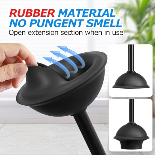 FORASTO 2in1 Toilet Brush and Plunger Set - Bathroom Bowl Holder Combo - color: Black, size: 1Pack