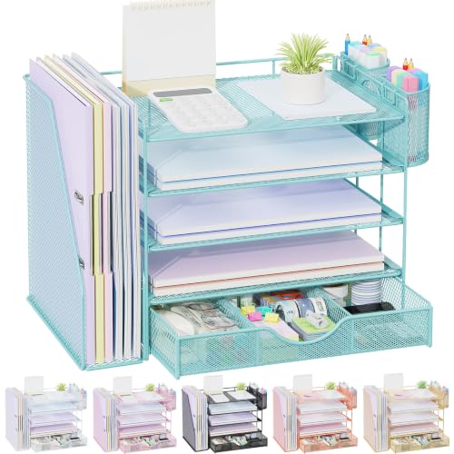 gianotter 5-Tier Desk Organizer with Drawers and File Holders - color: Blue, size: 5T