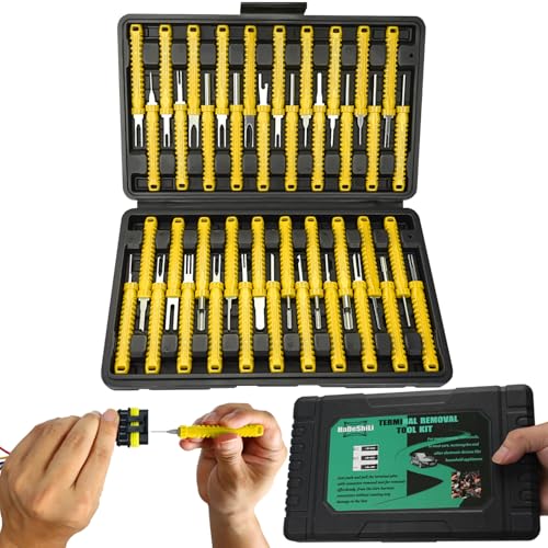 41 Pcs Terminal Pin Removal Tools with Blow-Molded Case, Yellow - color: Yellow
