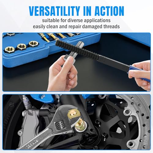 Nilight 15PCS Metric Thread Chaser Set with Case Universal M6 M8 M10 M12 - size: 15PCS Metric