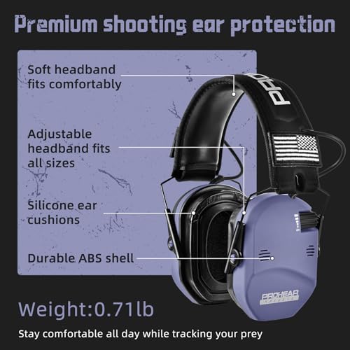 PROHEAR 022 Electronic Ear Protection for Shooting & Hunting - 29dB SNR Noise Reduction, 4 Omnidirectional Microphones - color: Electronic-silicone Ear Pads-purple
