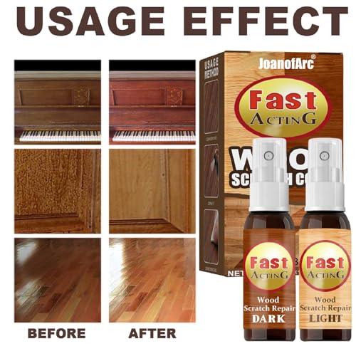 Wooden Furniture Floor Scratch Repair Spray for Scratches, Wood Floor Scratch Repair Care for Wood Floors, Tables, Desks, Carpenters, Bedposts, Touch Ups (Dark + Light)