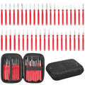 Kikerike Terminal Removal Tool Kit 41 Pcs Depinning Tool Electrical Connector Pin Removal Tool Kit Pin Extractor Tool Set Wire Terminal Release Tool for Automotive Car Household Devices - Red - color: 41 PCS - Red Round Handle
